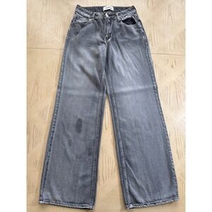 TELEPATIA Wide Leg Jeans Women's Grey Charcoal Denim Grunge Relaxed Womens 3 26